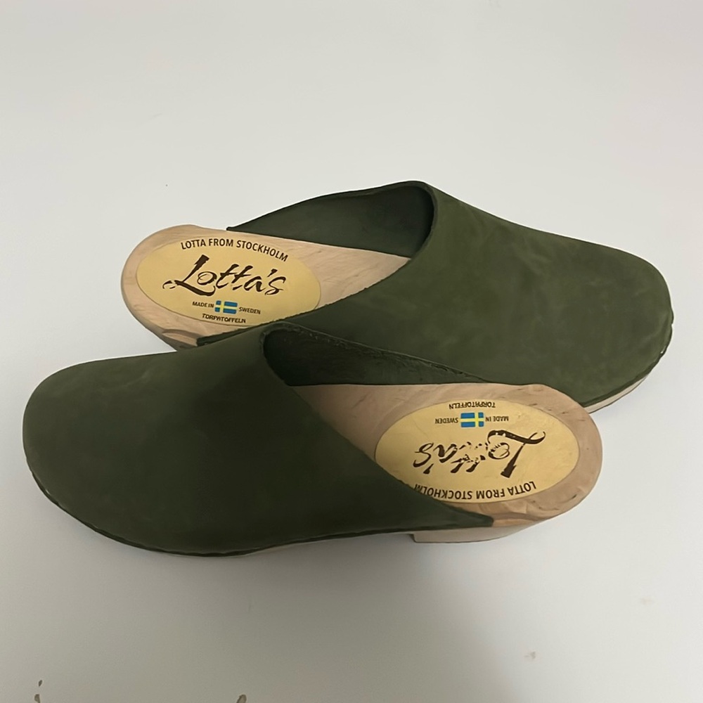 Lotta From Stockholm Olive Green Mules
